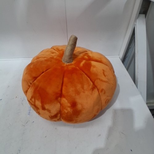 PLUSH PUMPKIN DECOR CUSHION - 14" - ORANGE/BROWN (MODEL: 2937586) image 2