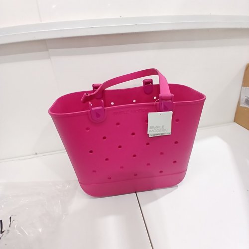 SIMPLE MODERN GETAWAY BAG COLLECTION WATERPROOF BEACH BAG/RUBBER TOTE - LARGE - MALIBU/PINK image 2