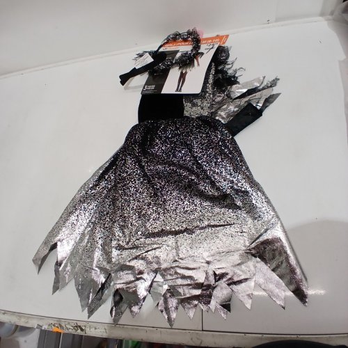 3PC DARK SPARKLE ANGEL COSTUME - MEDIUM 8-10 - BLACK SILVER image 2