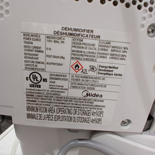 MIDEA CUBE 50 PINT SMART WIFI DEHUMIDIFIER - 4,500 SQ. FT - WHITE (MODEL: MAD50S1QWT-A) image 4