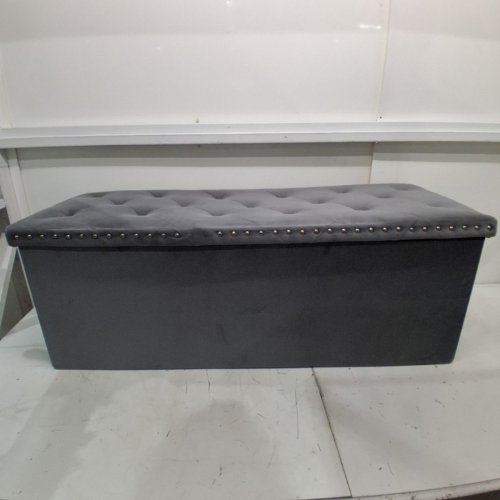 PINPLUS FOLDING VELVET STORAGE OTTOMAN - 43" X 15.7" X 15.7" - GREY image 3