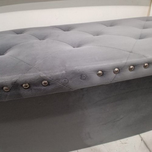 PINPLUS FOLDING VELVET STORAGE OTTOMAN - 43" X 15.7" X 15.7" - GREY image 4