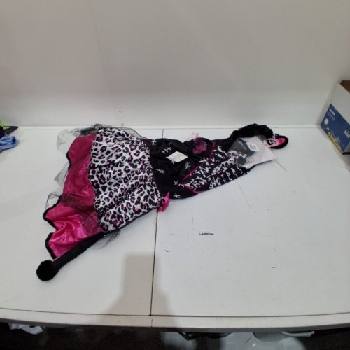 5PC GIRL'S PARTYHOLIC SKELECAT COSTUME MEDIUM (8-10) - BLACK PINK WHITE image 2