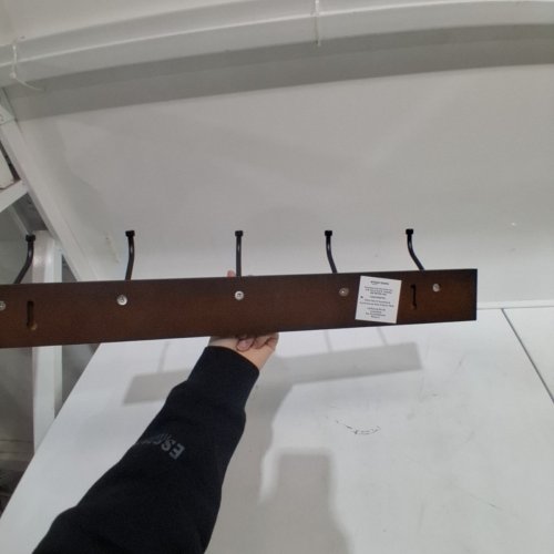 AMAZON BASICS WALL-MOUNTED FARMHOUSE COAT RACK, 5 HOOKS - ESPRESSO/BLACK image 3