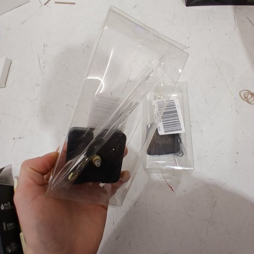 2 WALL-CLOCK MOVEMENT MECHANISMS WITH HANDS - BATTERY OPERATED REPAIR PARTS FOR SMALL CLOCKS - BLACK GEOMETRIC image 4