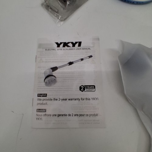 YKYI ELECTRIC CORDLESS SPIN POWER SCRUBBER WITH USB-C RECHARGEABLE HEAD, 3 ADJUSTABLE SPEEDS AND 8 REPLACEABLE BRUSH HEADS - 25 WATTS - 90 MINUTE RUN TIME - BLACK/WHITE (MODEL: ANS-8051B) image 5