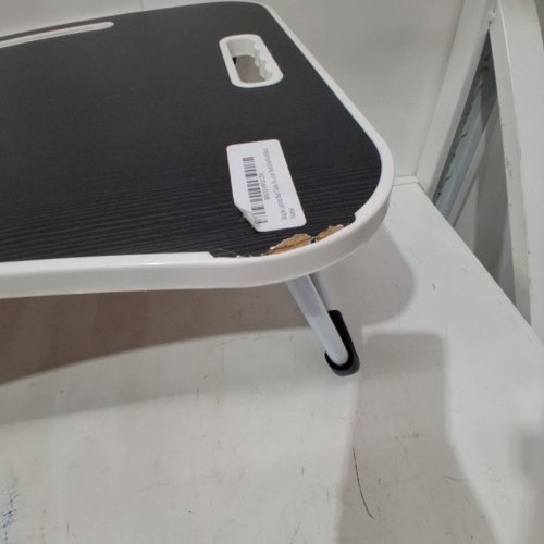 PORTABLE FOLDABLE LAPTOP BED TRAY TABLE WITH CUP HOLDER - 23.5" X 15.75" X 10" - BLACK / WHITE image 4