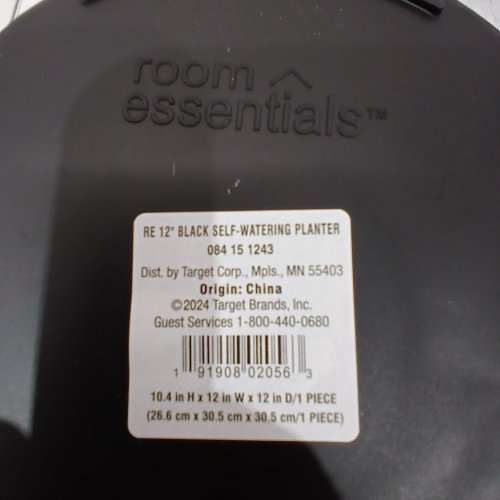 3PK ROOM ESSENTIALS INDOOR/OUTDOOR SELF WATERING PLASTIC PLANTER POT - 12" - BLACK image 2