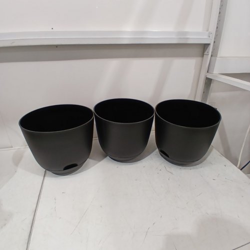 3PK ROOM ESSENTIALS INDOOR/OUTDOOR SELF WATERING PLASTIC PLANTER POT - 12" - BLACK image 3