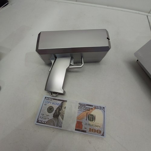 MONEY SHOOTER GUN WITH PAPER MONEY - SILVER image 2