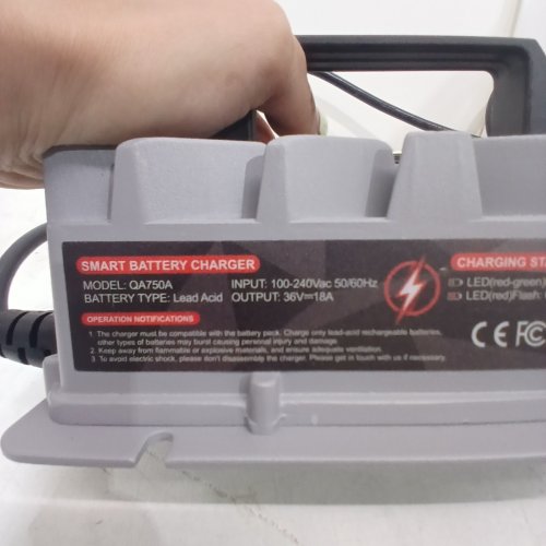 GOLF CART LEAD-ACID BATTERY CHARGER WITH D-STYLE PLUG - 36 V , 18 AMP - BLACK & GRAY (MODEL: QA750A) image 2