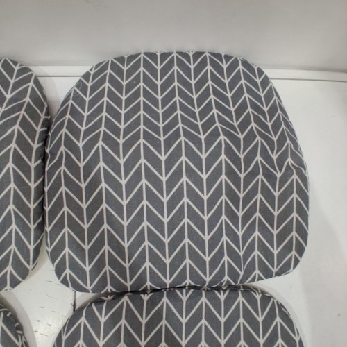 4PC CHAIR BACKREST CUSHION PADS WITH CHEVRON HERRINGBONE PATTERN - 16" X 16" - GREY AND WHITE image 3