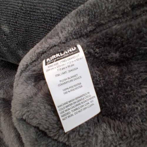 KIRKLAND SIGNATURE PLUSH BLANKET - KING SIZE-112" X 92" - GRAY (MODEL : 2043324) image 3