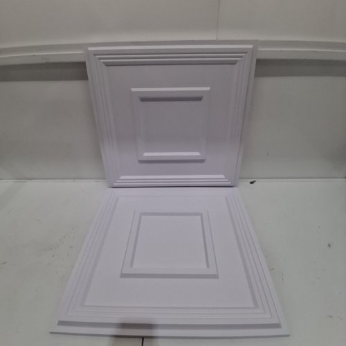 12PK DECORATIVE PVC CEILING TILES - 24" X 24" - WHITE image 2