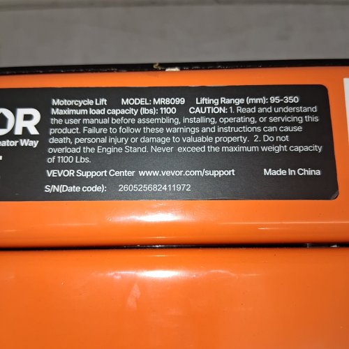 MOTORCYCLE LIFT SCISSOR JACK WITH DOLLY AND HAND CRANK - 1100LBS - BLACK/ORANGE (MODEL: MR8099) image 4