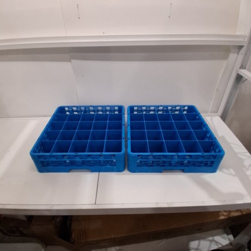 2PK CARLISLE FOODSERVICE PRODUCTS OPTICLEAN GLASS RACK - 25-COMPARTMENTS - 20" X 20" - CARLISLE BLUE image 3