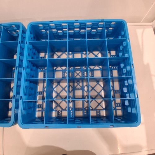 2PK CARLISLE FOODSERVICE PRODUCTS OPTICLEAN GLASS RACK - 25-COMPARTMENTS - 20" X 20" - CARLISLE BLUE image 4