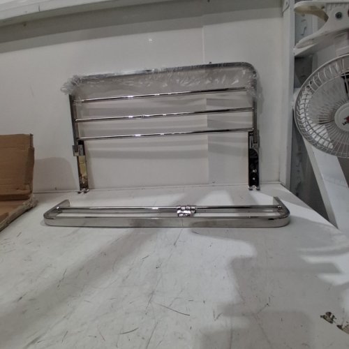 WALL-MOUNTED DOUBLE-LAYER FOLDABLE TOWEL RACK WITH HOOKS - CHROME FINISH image 2
