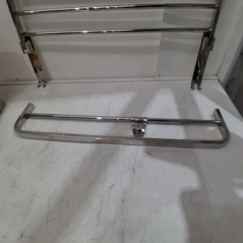 WALL-MOUNTED DOUBLE-LAYER FOLDABLE TOWEL RACK WITH HOOKS - CHROME FINISH image 4