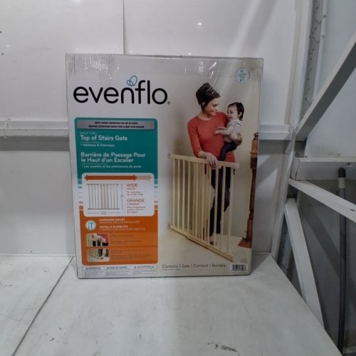 EVENFLO WALK-THRU TOP OF STAIRS EXTRA WIDE BABY & PET GATE - 32" X 30" - 48" - NATURAL WOOD BROWN (MODEL: 1050500 1050) image 3