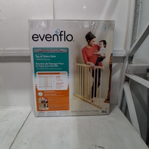 EVENFLO WALK-THRU TOP OF STAIRS EXTRA WIDE BABY & PET GATE - 32" X 30" - 48" - NATURAL WOOD BROWN (MODEL: 1050500 1050) image 4