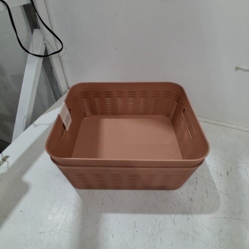 2PK BRIGHTROOM MEDIUM WAVE CURVED MULTIPURPOSE STORAGE BIN BASKET - 13" X 11" X 5" WHITE (MODEL:002 07 1573) image 2