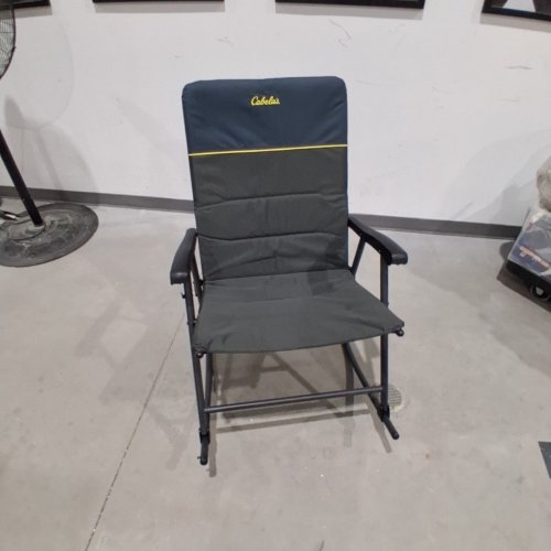 BPS BIG OUTDOORSMAN FOLDING ROCKER CAMPING CHAIR - 350LBS MAX - GREY/BLUE image 2