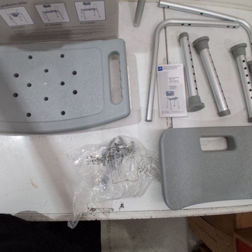 MEDLINE GUARDIAN BATH CHAIR WITH BACK & HEIGHT ADJUSTABLE LEGS - 400LBS CAP - GREY (MODEL: G2-101KRX1) image 3