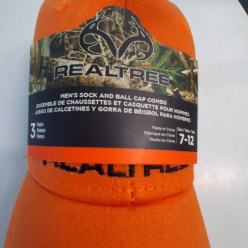 MEN'S REALTREE SOCK AND BALL CAP COMBO - 7-12 - ORANGE image 2