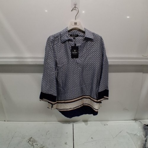 WOMEN'S BARILOCHE GEOMETRIC PRINT COLLARED PULL-OVER SHIRT - SMALL / MEDIUM - 38 - MULTICOLOURED (STYLE : AGUTI) image 2