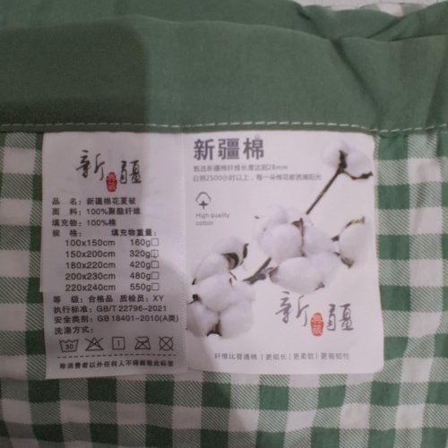 SUMMER COTTON FILLED QUILTED BLANKET - 40" X 60" - GINGHAM / GREEN / WHITE image 3