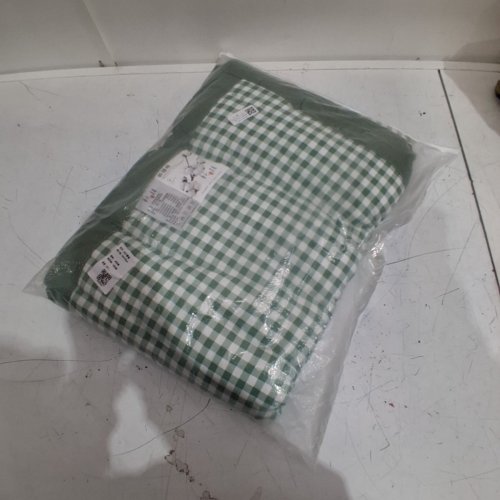 SUMMER COTTON FILLED QUILTED BLANKET - 40" X 60" - GINGHAM / GREEN / WHITE image 4