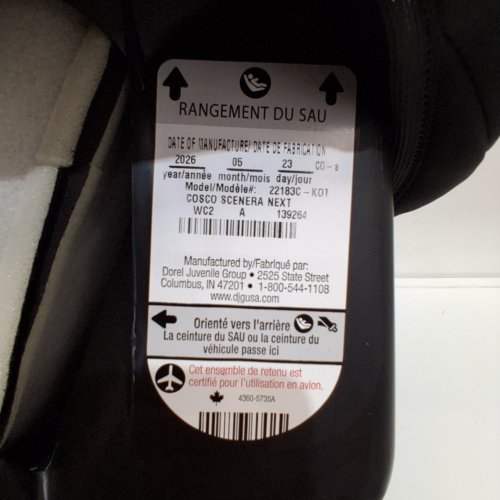 COSCO SCENERA NEXT CONVERTIBLE CAR SEAT - BLACKOUT - (MODEL: 22183C-KOT) image 2