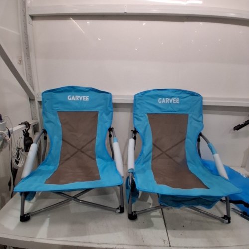 2PK GARVEE HIGH BACK FOLDING BEACH CHAIRS - BLUE image 2