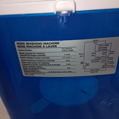 COSTWAY PORTABLE MINI WASHING MACHINE - 5.5LBS CAP - 110V - BLUE/WHITE (MODEL: FP10964US-BL/FP10964US XPB25-848B) image 7