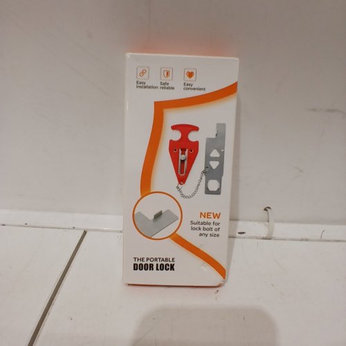 2PC PORTABLE DOOR LOCK AND DOOR STOP ALARM SET- WHITE/RED image 2