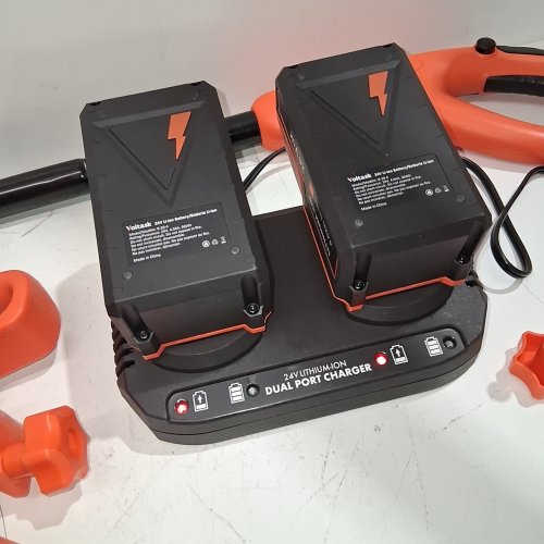VOLTASK CORDLESS ELECTRIC SNOW SHOVEL WITH CHARGER AND LED LIGHTS - 16" - 48V - BLACK/ORANGE (MODEL: CSS004-160) image 2