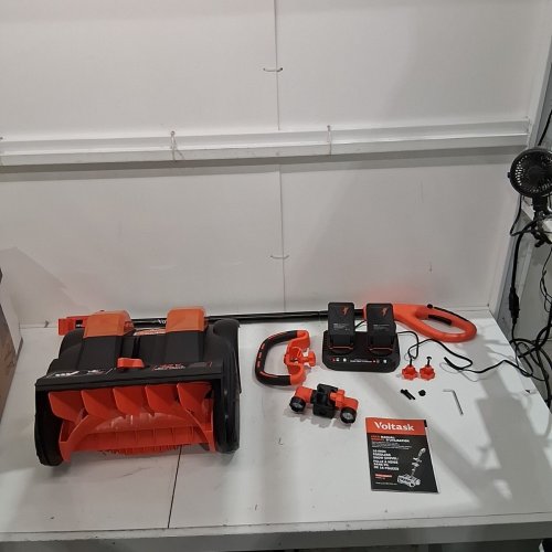 VOLTASK CORDLESS ELECTRIC SNOW SHOVEL WITH CHARGER AND LED LIGHTS - 16" - 48V - BLACK/ORANGE (MODEL: CSS004-160) image 3