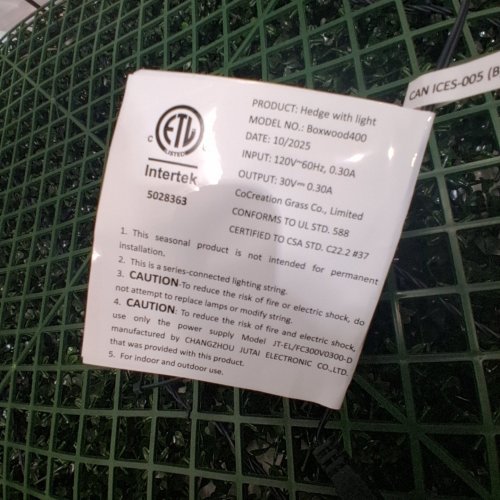 ARTIFICIAL BOXWOOD HEDGE WITH LIGHTS - 40" X 40" - GREEN (MODEL: BOXWOOD400) image 3