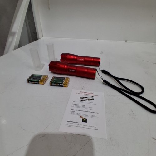 2PK VICTOPER ZOOMABLE LED TACTICAL FLASHLIGHTS - RED image 3