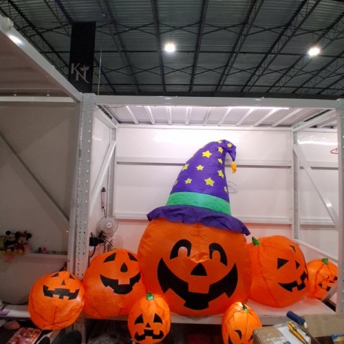HALLOWEEN INFLATABLE PUMPKIN DECORATION - 8FT - ORANGE, PURPLE, GREEN image 2