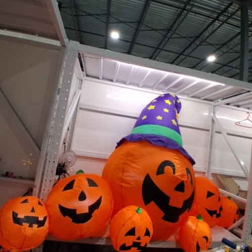 HALLOWEEN INFLATABLE PUMPKIN DECORATION - 8FT - ORANGE, PURPLE, GREEN image 3