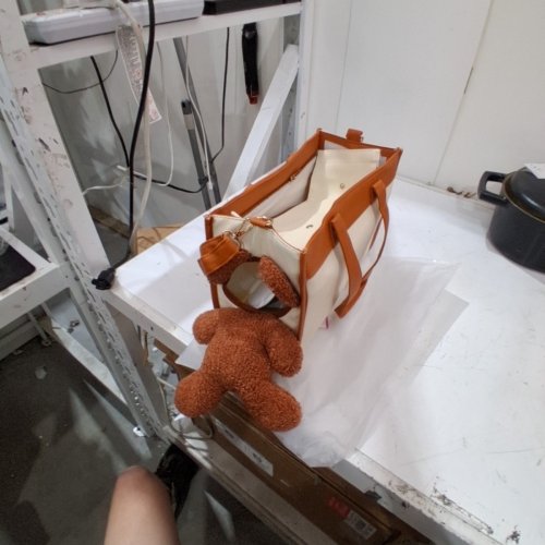 DOG CARRIER TEDDYBEAR TOTE BAG - ORANGE AND CREAM image 2