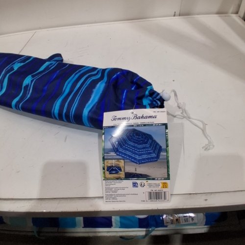 TOMMY BAHAMA BEACH UMBRELLA WITH ANCHOR X BASE - 8FT - BLUE (MODEL: 1819570) image 3