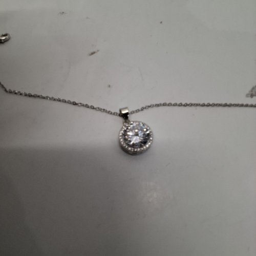 WOMENS CATE & CHLOE HALO PENDANT BLAKE NECKLACE - SILVER TONE (MODEL: CCGM10014NK) image 3