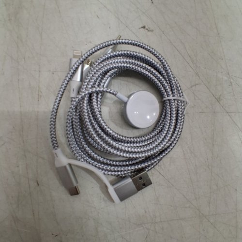 3-IN-1 MULTI-FUNCTION NYLON BRAIDED CHARGING CABLE WITH MAGNETIC WIRELESS CHARGER FOR APPLE DEVICES - GREY image 3