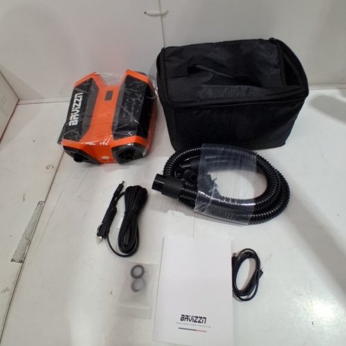 BAVIZZI RECHARGEABLE BATTERY POWERED ELECTRIC AIR PUMP - 22 PSI, 120W, 12 V 10 AMP, 5200 MAH - ORANGE (MODEL: AP-889 L) image 2