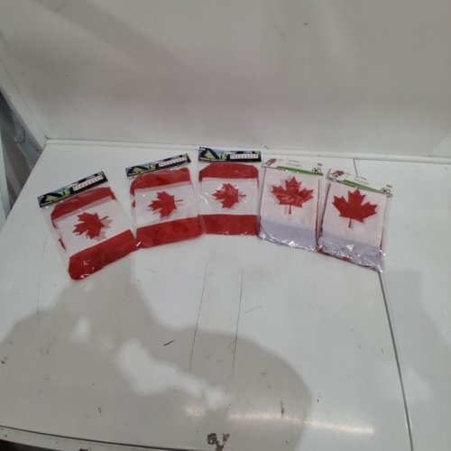 3 CANADIAN FLAGS BANNERS - 2 CANADA FLAG SCARFS - RED AND WHITE image 2