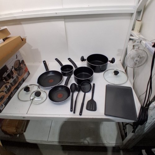 13PC T-FAL CULINAIRE PROGLIDE NON-STICK ALUMINUM COOKWARE SET WITH HEAT MASTERY - BLACK (MODEL: E5160675) image 2