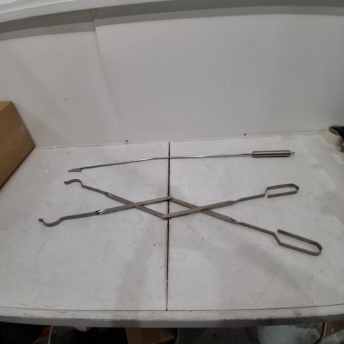 2PC FIRE PIT POKER AND TONGS - 40" - STAINLESS STEEL image 2